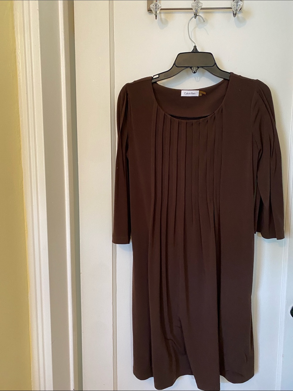 Calvin Klein Brown Pleated Front Shift Dress